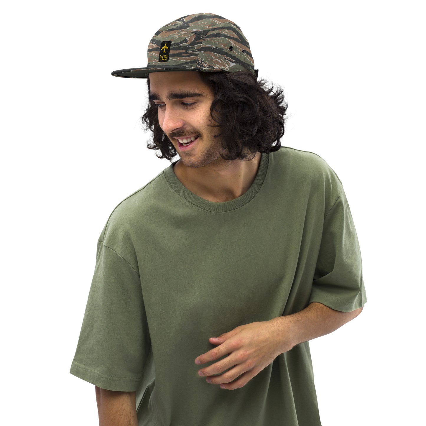 Green Camo Jetliner Camper Hat • YQB Quebec City • YHM Designs - Image 03