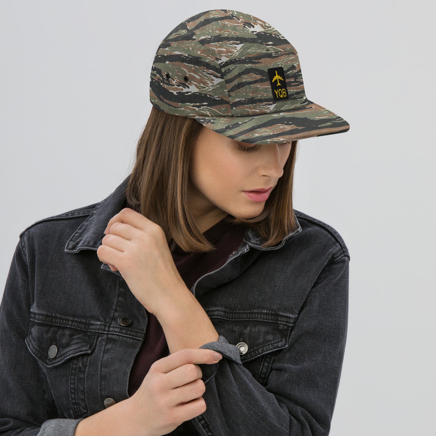 Green Camo Jetliner Camper Hat • YQB Quebec City • YHM Designs - Image 05