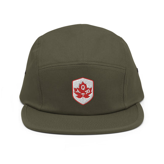 YQR Regina Camper Hat • Maple Leaf Shield Design - Red & White • YHM Designs - Image 02