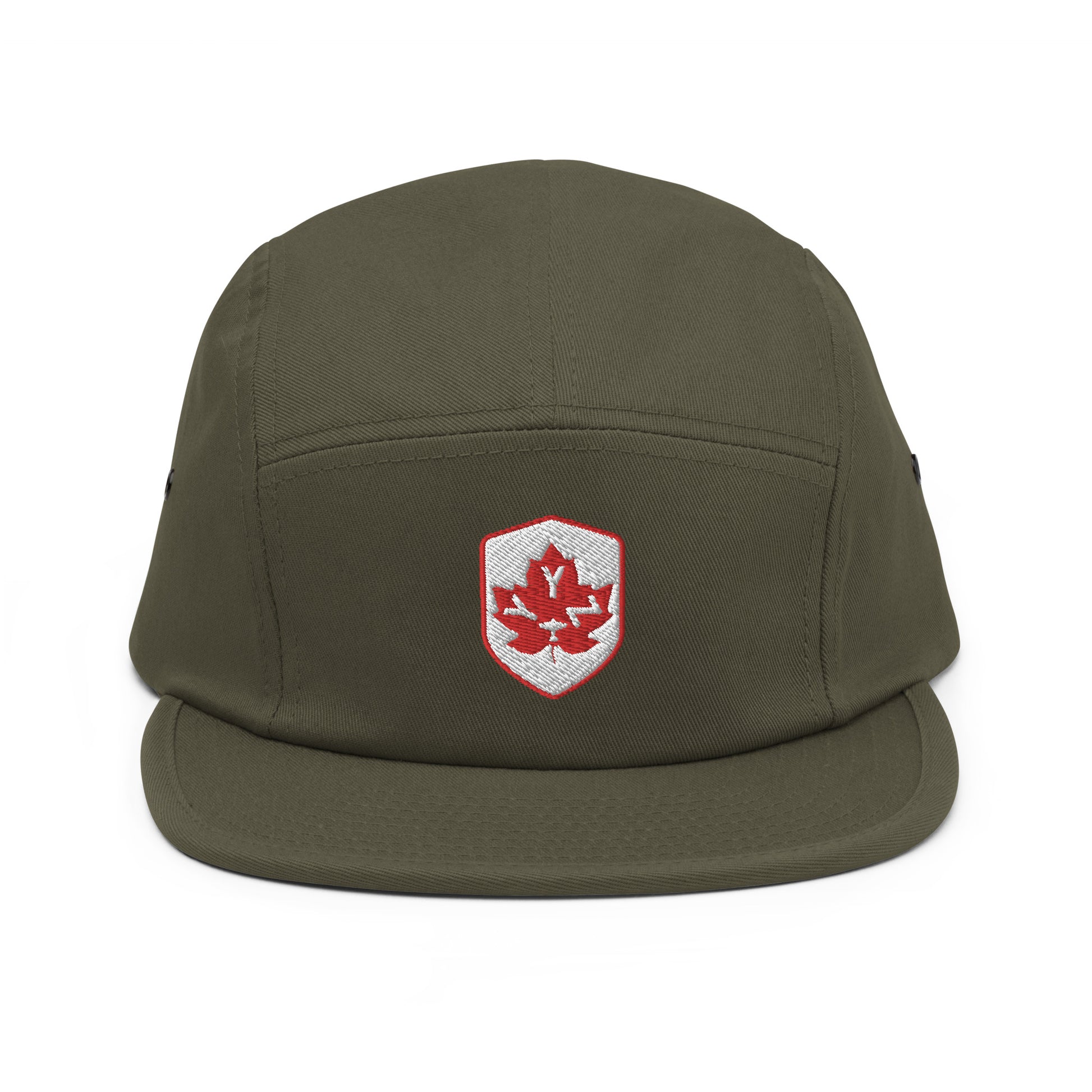 YYZ Toronto Camper Hat • Maple Leaf Shield Design - Red & White • YHM Designs - Image 02