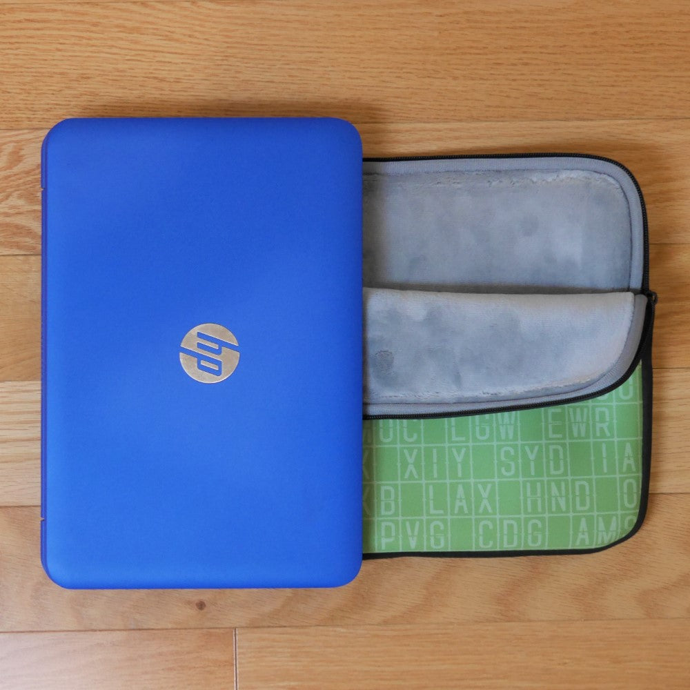 Unique Travel Gift Laptop Sleeve - White Oval • YEG Edmonton • YHM Designs - Image 05