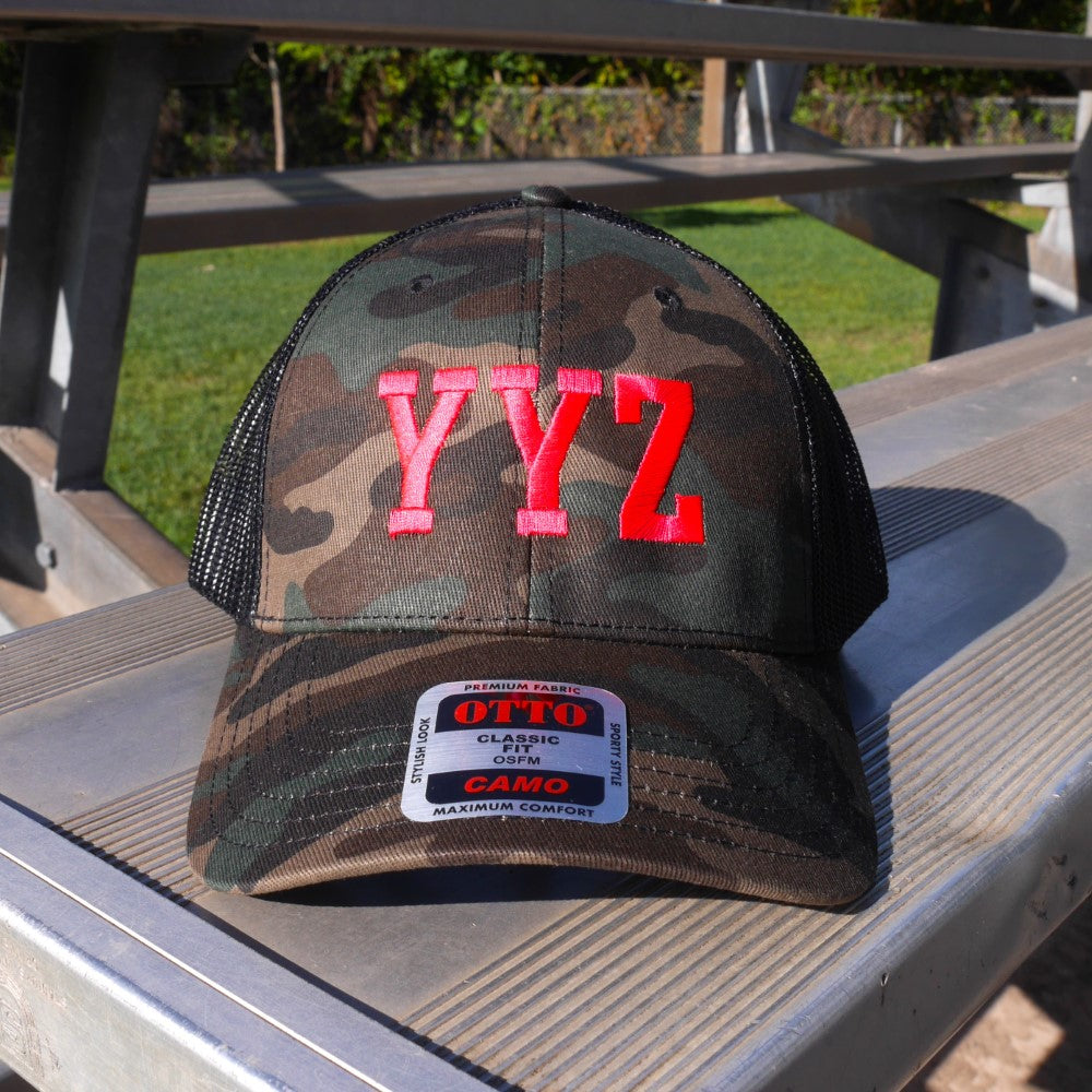 YHM Designs Airport Code Camouflage Trucker Hat 01