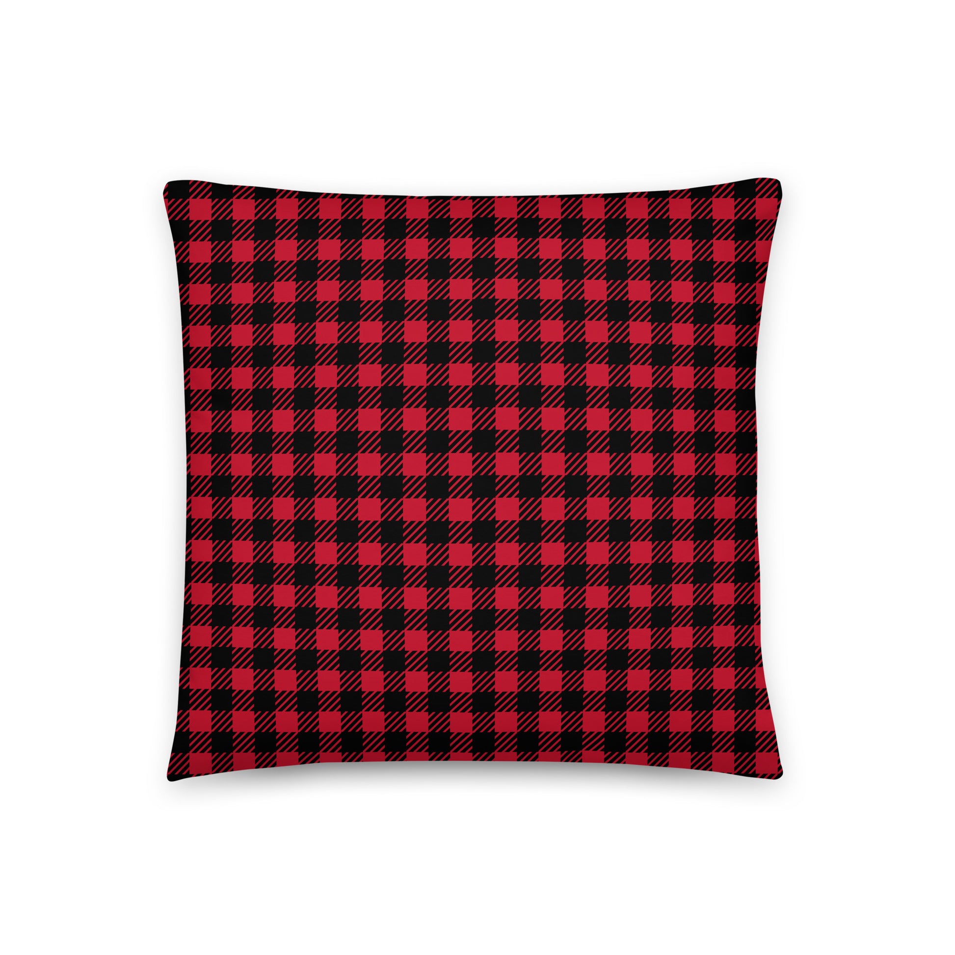 TLV Tel Aviv Throw Pillow • Air Force Lettering & Red Buffalo Plaid • YHM Designs - Image 04