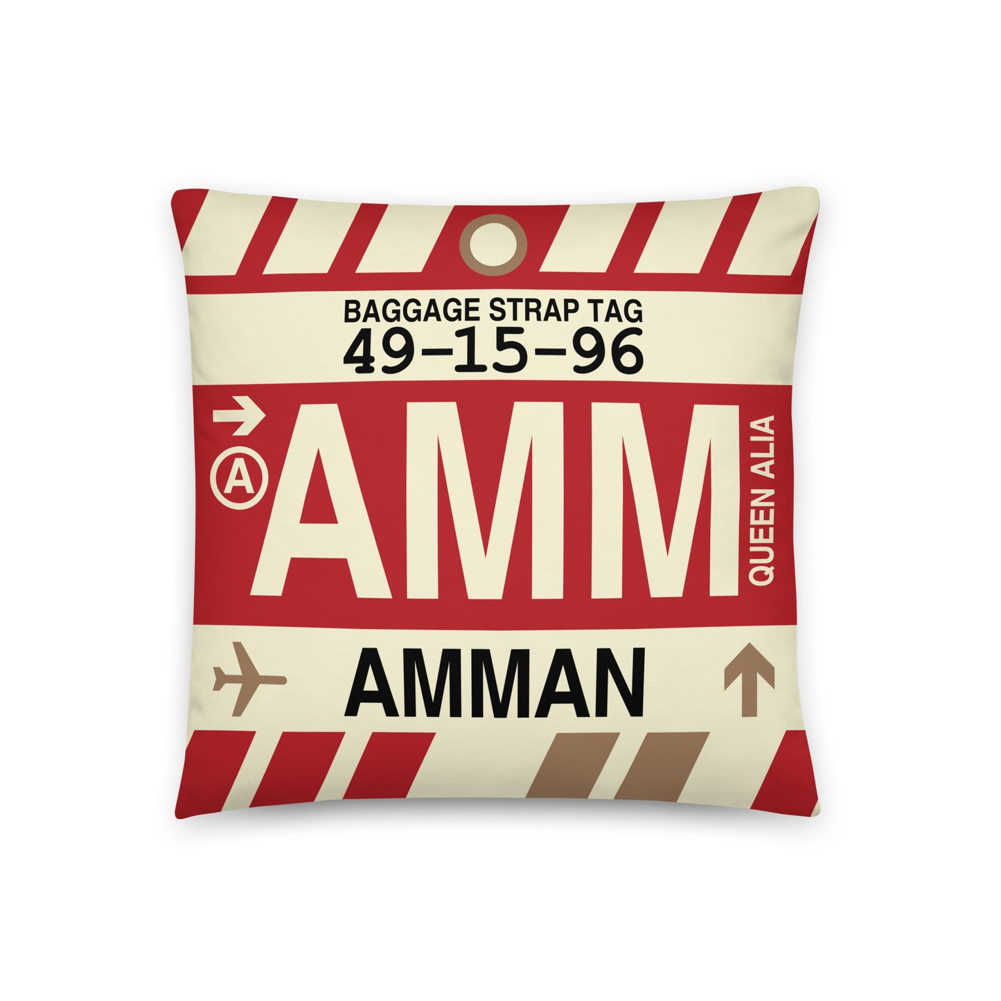 Travel Gift Throw PIllow • AMM Amman • YHM Designs - Image 01