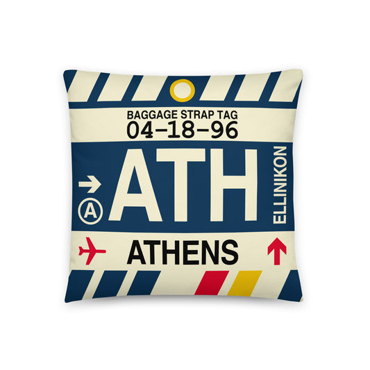 Travel Gift Throw PIllow • ATH Athens • YHM Designs - Image 01