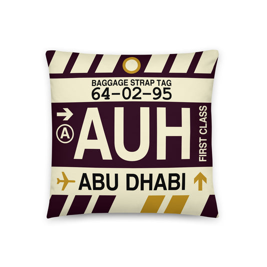 Travel Gift Throw PIllow • AUH Abu Dhabi • YHM Designs - Image 01