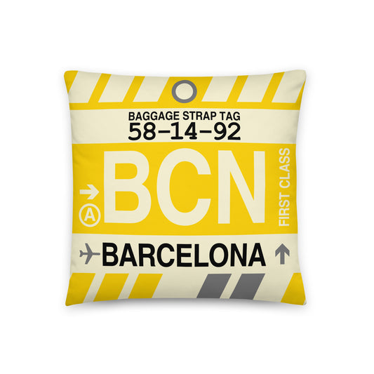 Travel Gift Throw PIllow • BCN Barcelona • YHM Designs - Image 01