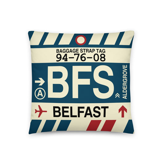 Travel Gift Throw PIllow • BFS Belfast • YHM Designs - Image 01