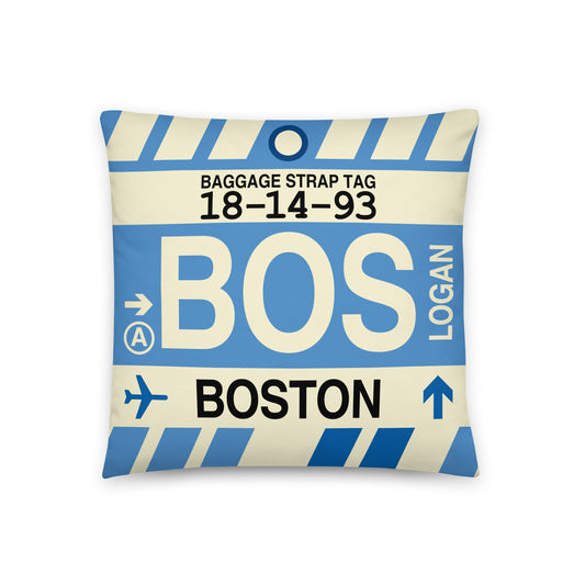 Travel Gift Throw PIllow • BOS Boston • YHM Designs - Image 01