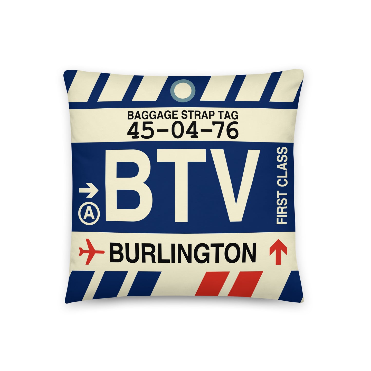 Travel Gift Throw Pillow • BTV Burlington • YHM Designs - Image 01