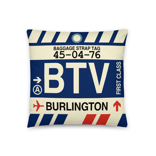 Travel Gift Throw PIllow • BTV Burlington • YHM Designs - Image 01