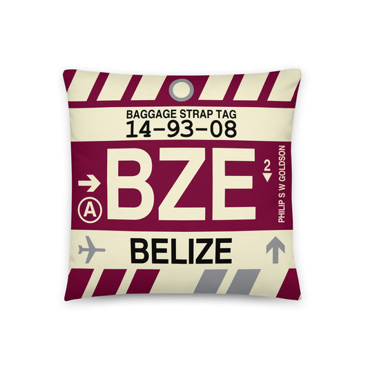 Travel Gift Throw PIllow • BZE Belize City • YHM Designs - Image 01