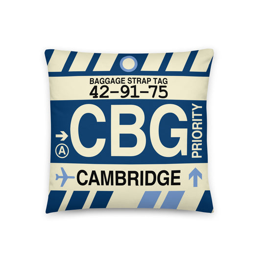 Travel Gift Throw PIllow • CBG Cambridge • YHM Designs - Image 01