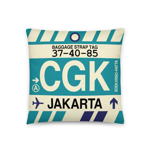 Travel Gift Throw PIllow • CGK Jakarta • YHM Designs - Image 01