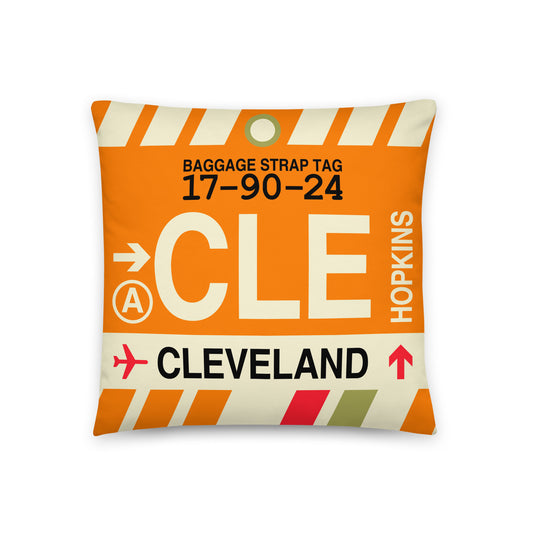 Travel Gift Throw PIllow • CLE Cleveland • YHM Designs - Image 01