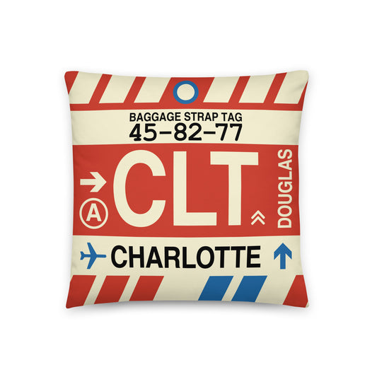 Travel Gift Throw PIllow • CLT Charlotte • YHM Designs - Image 01