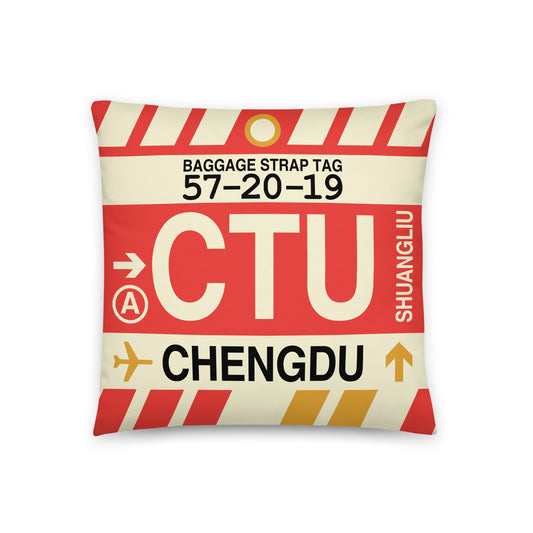 Travel Gift Throw PIllow • CTU Chengdu • YHM Designs - Image 01