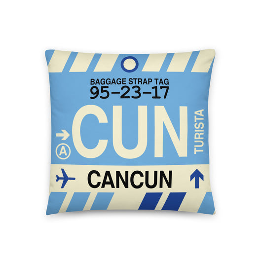 Travel Gift Throw PIllow • CUN Cancun • YHM Designs - Image 01