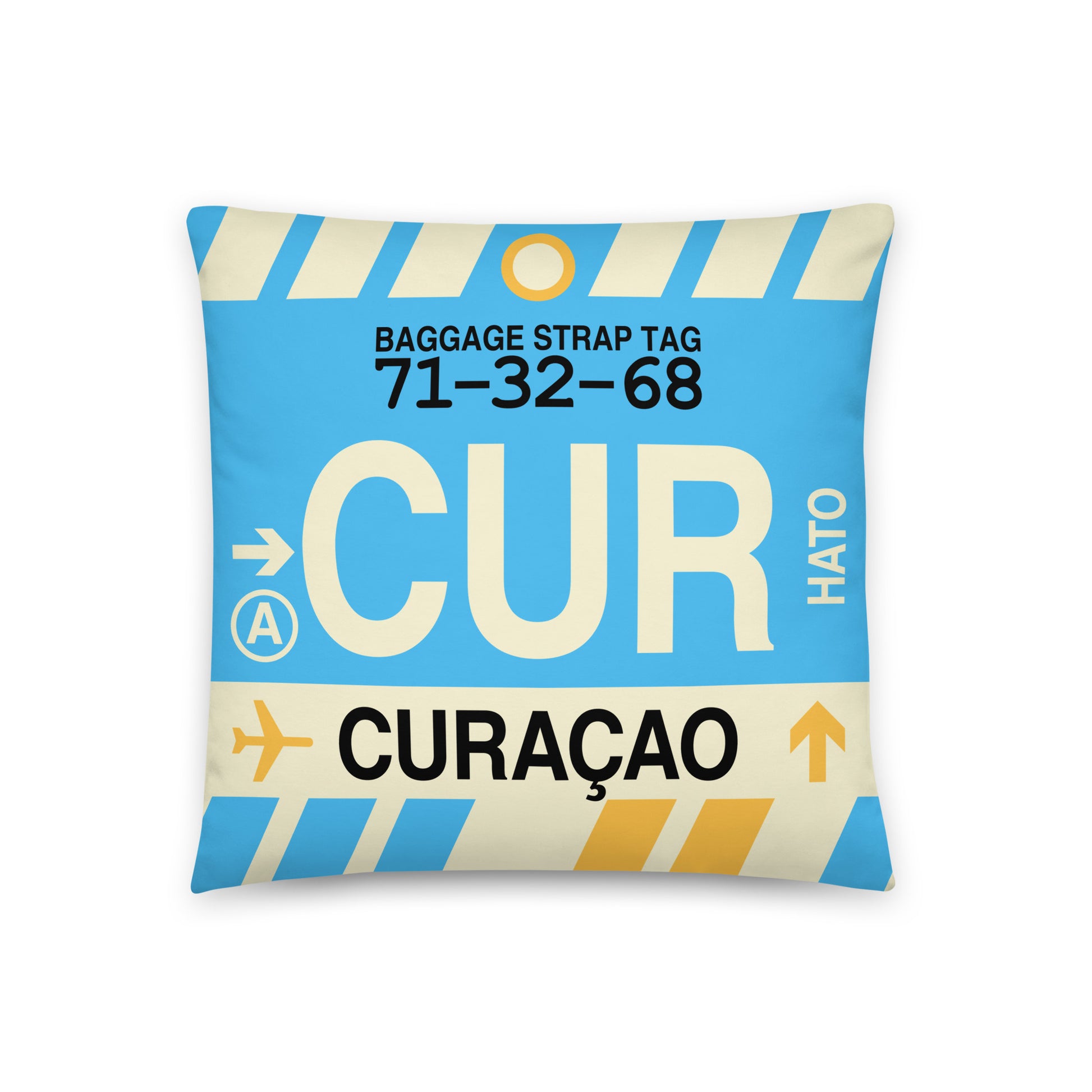 Travel Gift Throw PIllow • CUR Curaçao • YHM Designs - Image 01
