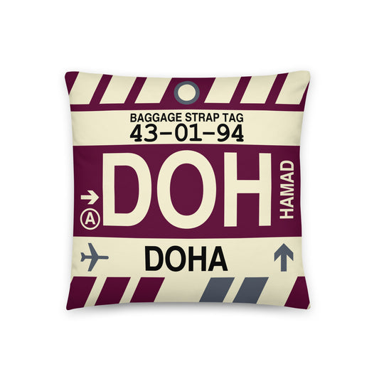 Travel Gift Throw PIllow • DOH Doha • YHM Designs - Image 01