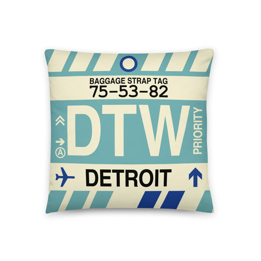 Travel Gift Throw PIllow • DTW Detroit • YHM Designs - Image 01