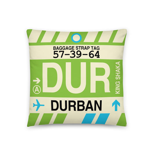 Travel Gift Throw PIllow • DUR Durban • YHM Designs - Image 01