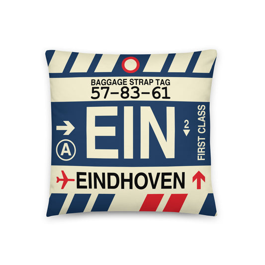 Travel Gift Throw PIllow • EIN Eindhoven • YHM Designs - Image 01