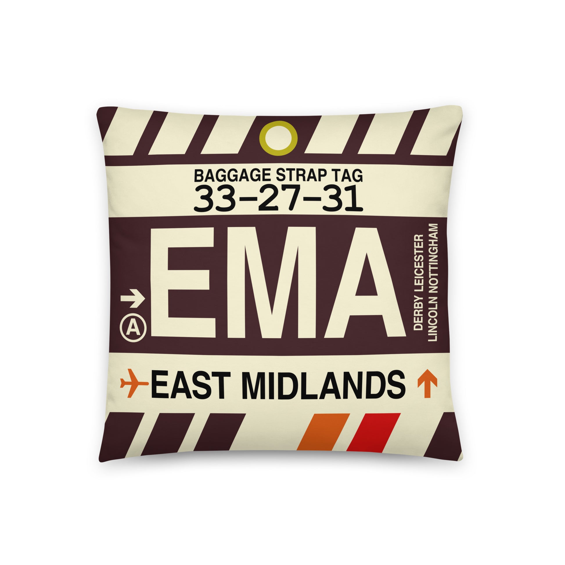 Travel Gift Throw PIllow • EMA East Midlands • YHM Designs - Image 01