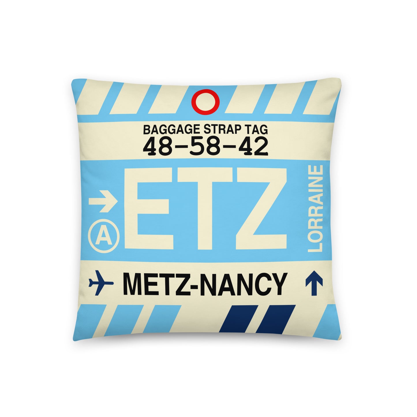 Travel Gift Throw Pillow • ETZ Metz-Nancy-Lorraine • YHM Designs - Image 01