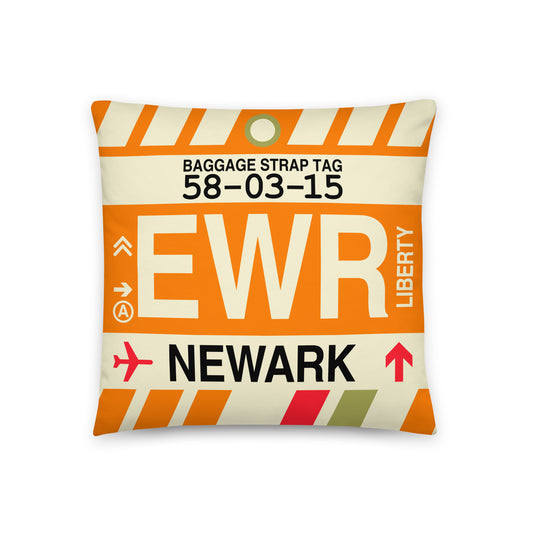 Travel Gift Throw PIllow • EWR Newark • YHM Designs - Image 01