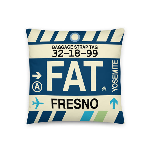 Travel Gift Throw PIllow • FAT Fresno • YHM Designs - Image 01