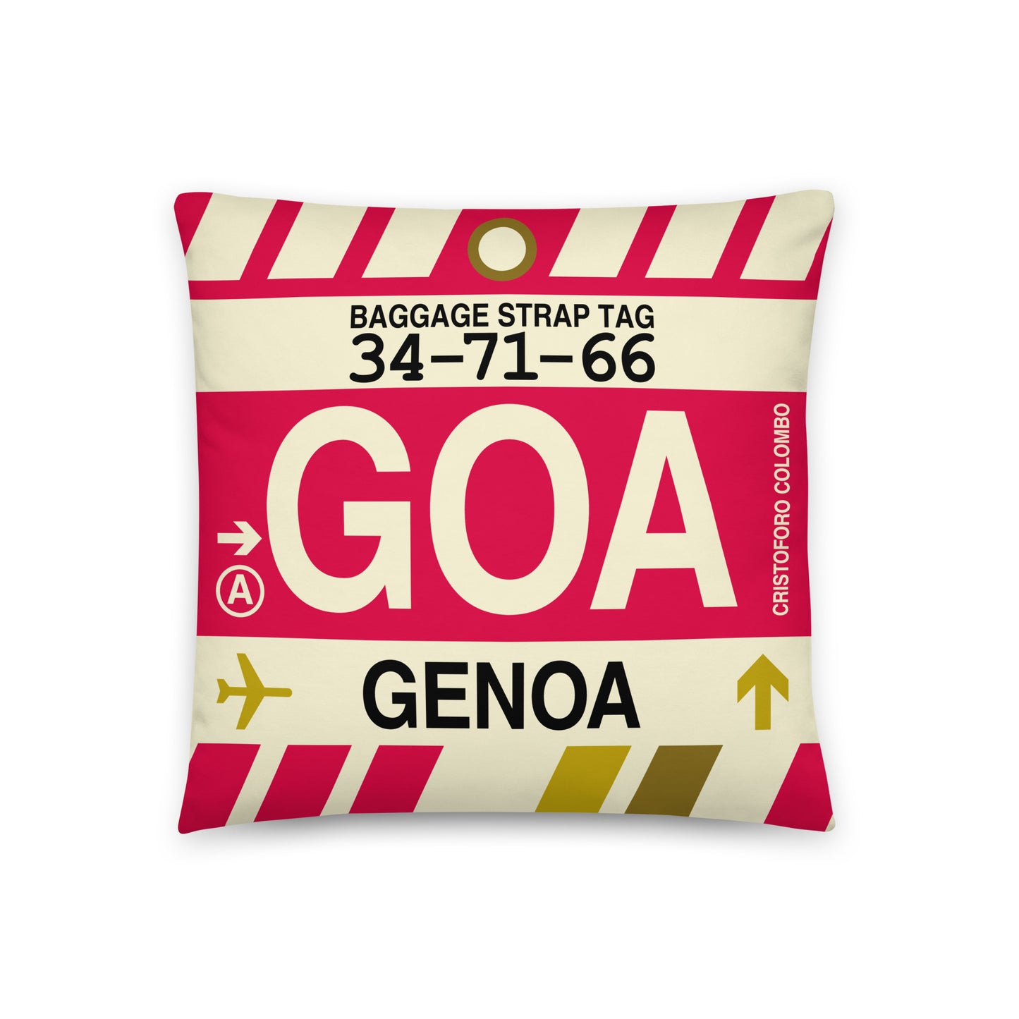 Travel Gift Throw Pillow • GOA Genoa • YHM Designs - Image 01