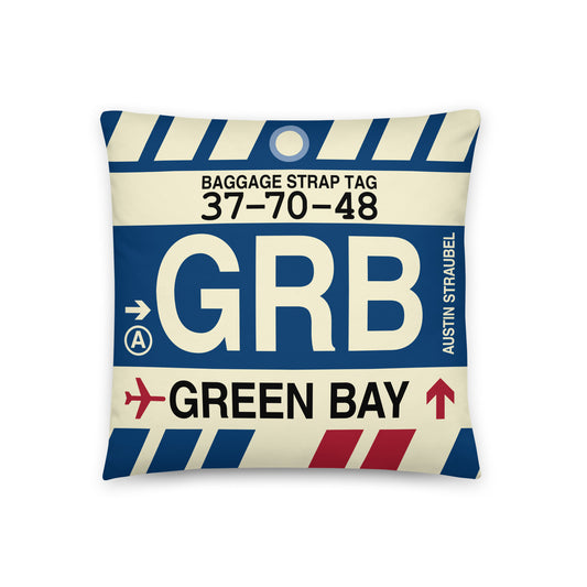 Travel Gift Throw PIllow • GRB Green Bay • YHM Designs - Image 01