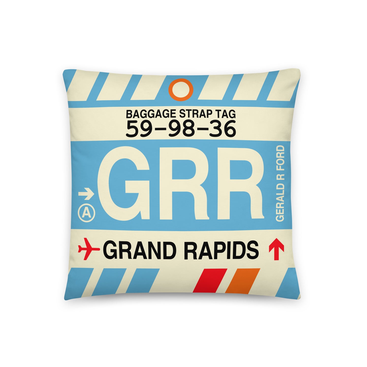 Travel Gift Throw PIllow • GRR Grand Rapids • YHM Designs - Image 01