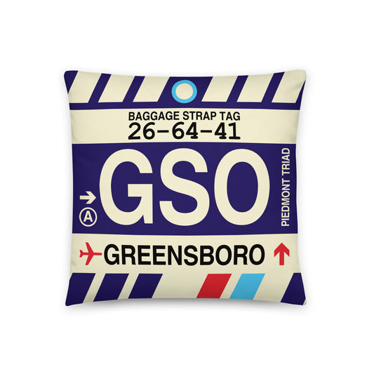 Travel Gift Throw PIllow • GSO Greensboro • YHM Designs - Image 01