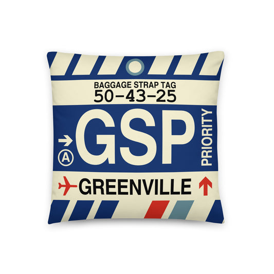 Travel Gift Throw PIllow • GSP Greenville • YHM Designs - Image 01