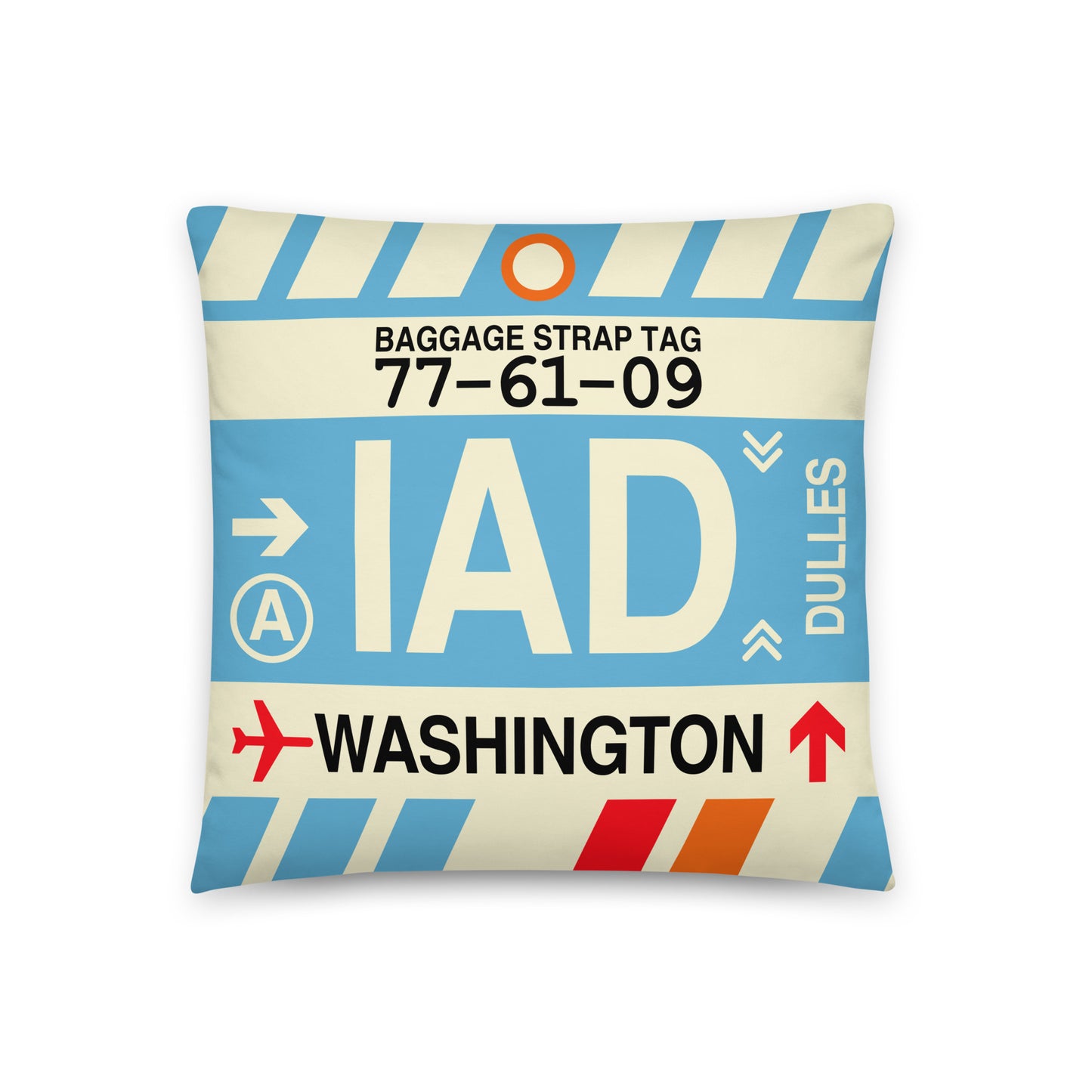 Travel Gift Throw Pillow • IAD Washington Souvenir • YHM Designs - Image 01