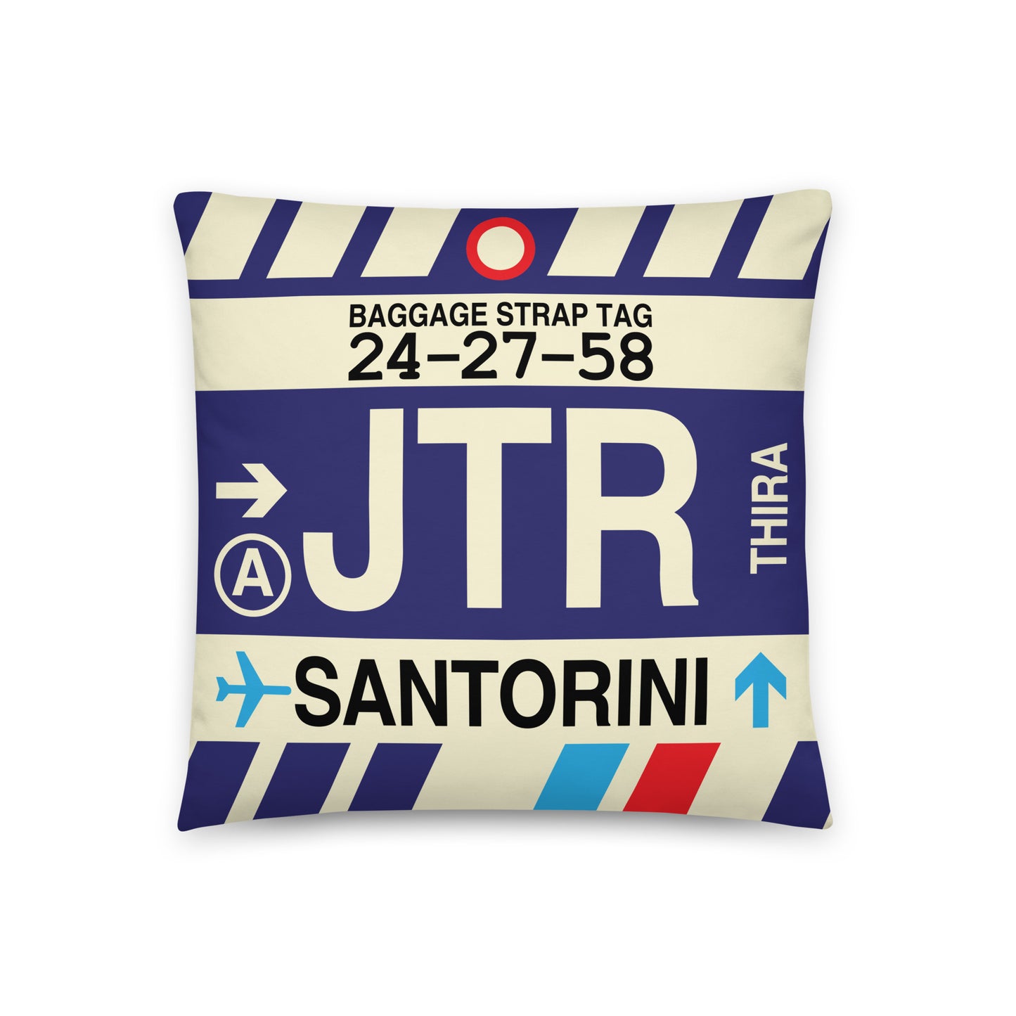 Travel-Themed Throw Pillow • JTR Santorini • YHM Designs - Image 01