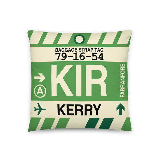 KIR Kerry Throw Pillow • Jet Age Baggage Tag Design • YHM Designs - Image 01