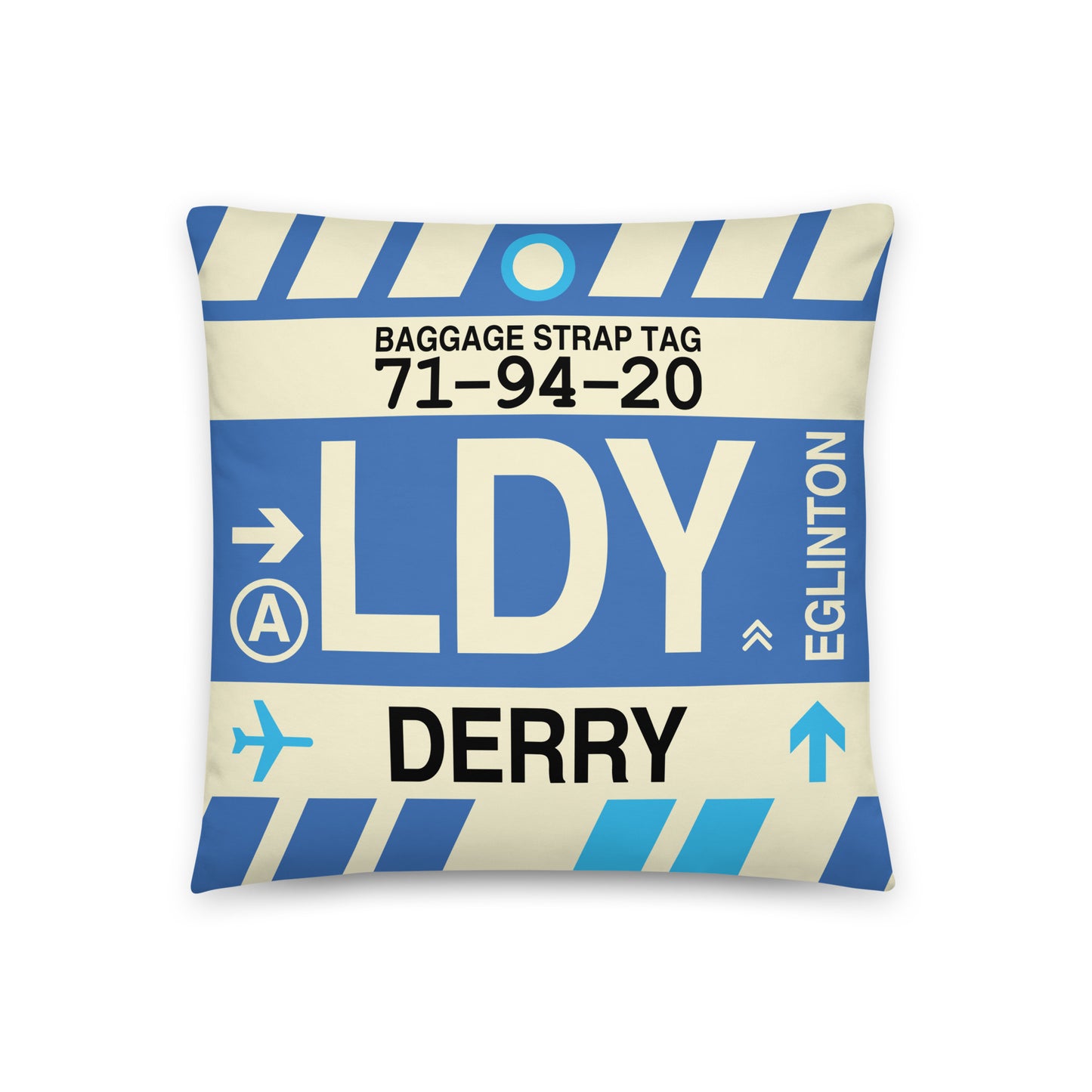 Travel-Themed Throw Pillow • LDY Derry • YHM Designs - Image 01