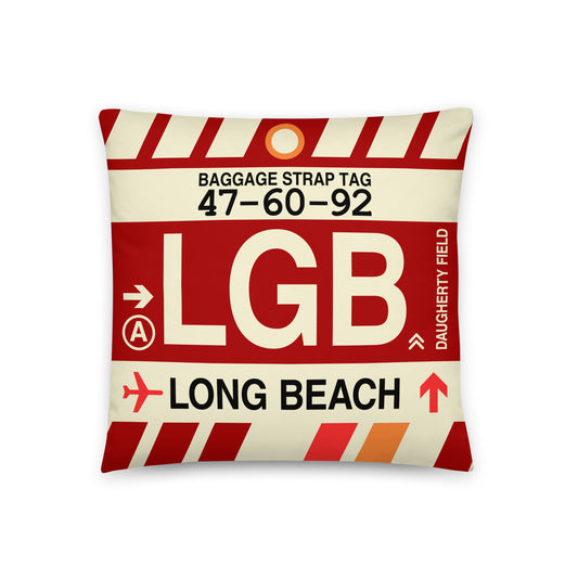 Travel Gift Throw PIllow • LGB Long Beach • YHM Designs - Image 01