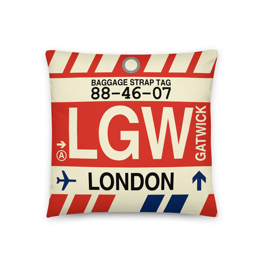 Travel Gift Throw PIllow • LGW London • YHM Designs - Image 01