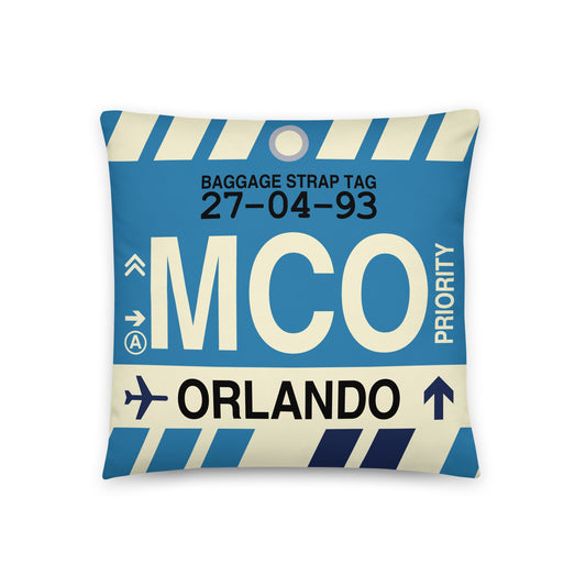 Travel Gift Throw PIllow • MCO Orlando • YHM Designs - Image 01