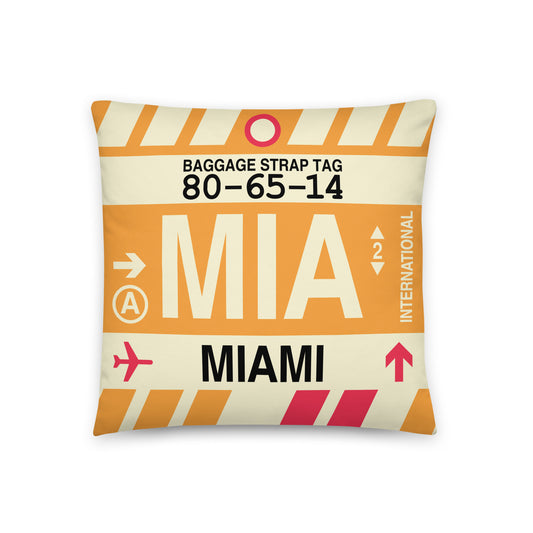 Travel Gift Throw PIllow • MIA Miami • YHM Designs - Image 01