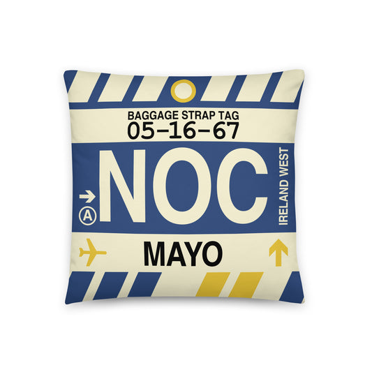 NOC Mayo Throw Pillow • Jet Age Baggage Tag Design • YHM Designs - Image 01