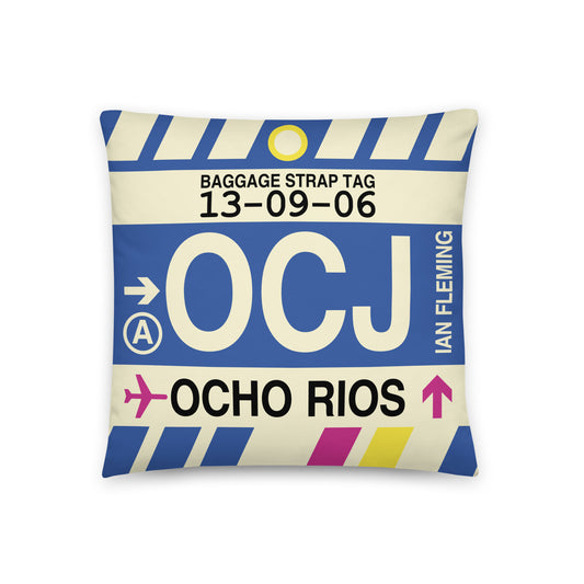 Travel Gift Throw PIllow • OCJ Ocho Rios • YHM Designs - Image 01