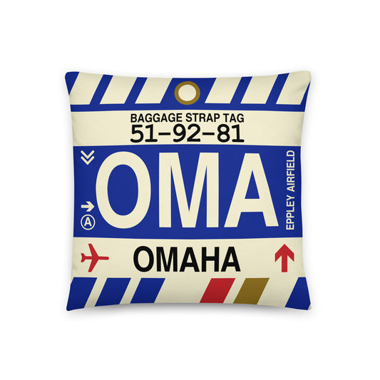 Travel Gift Throw PIllow • OMA Omaha • YHM Designs - Image 01