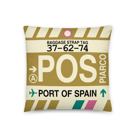 Travel Gift Throw PIllow • POS Port of Spain • YHM Designs - Image 01