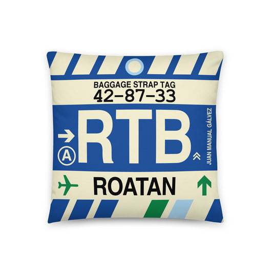 Travel Gift Throw PIllow • RTB Roatan • YHM Designs - Image 01
