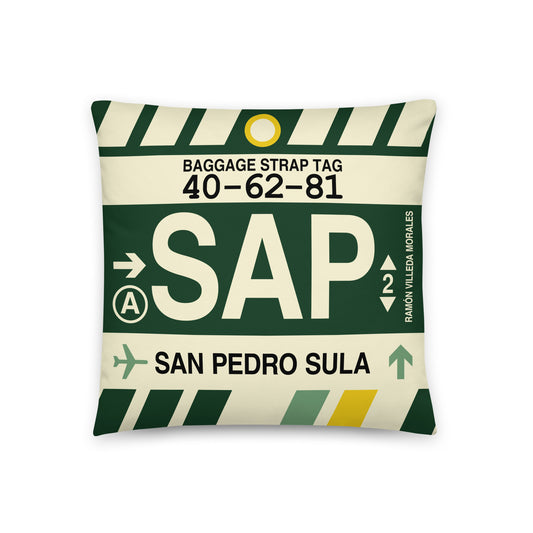 Travel Gift Throw PIllow • SAP San Pedro Sula • YHM Designs - Image 01